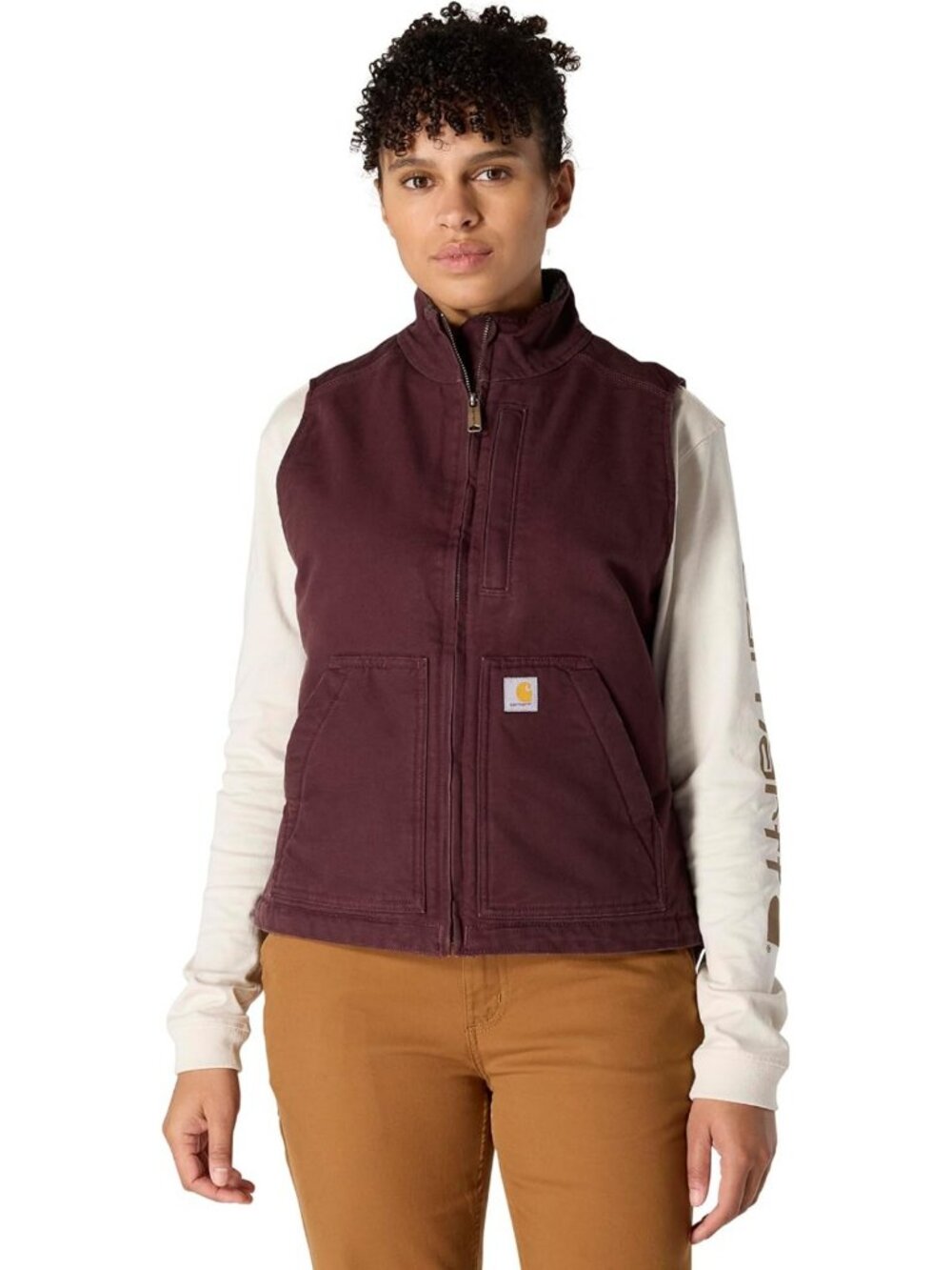 Cozy Women's Washed Duck Mock Neck Vest | Stylish Layering Essential